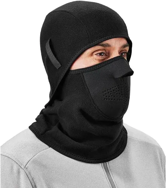 Ergodyne Mens Face Mask - 2-pc Fleece Neoprene Balaclava, Black