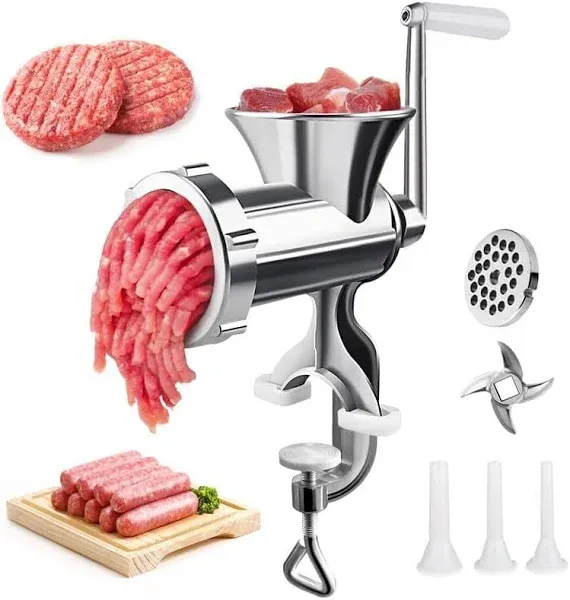 Meat Grinder Manual Mincer - Manual Meat Grinder Sausage Maker Table Mount Pork Mincer Sausage Stuffer Funnel Make Homemade Burger Patties Hand Operated Kitchen Tool