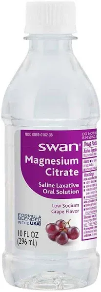 Swan Magnesium Citrate Saline Laxative 10 oz. - Lemon (2-Pack) with Couger Card