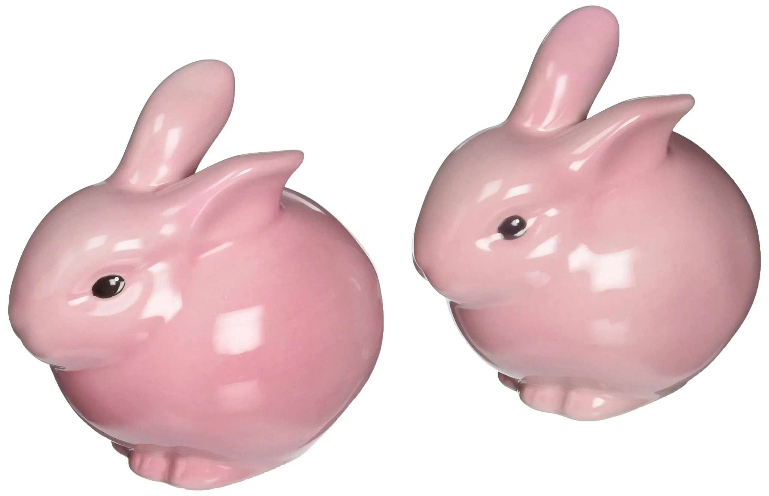 Pink Bunny Rabbits Ceramic Salt and Pepper Shakers, Set of 4