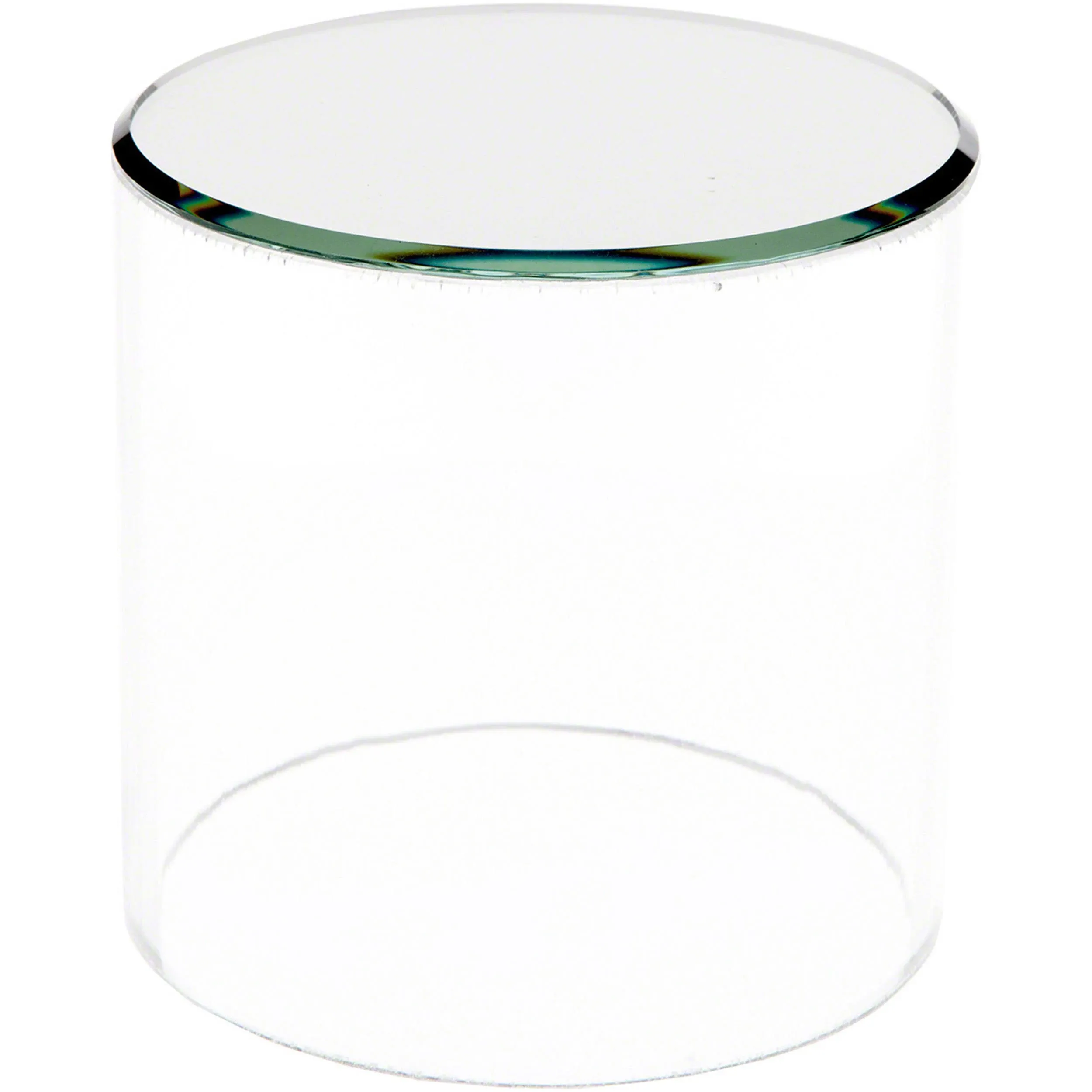 Plymor Clear Acrylic Cylinder Display Riser with Mirror Top, 4" H x 4" D