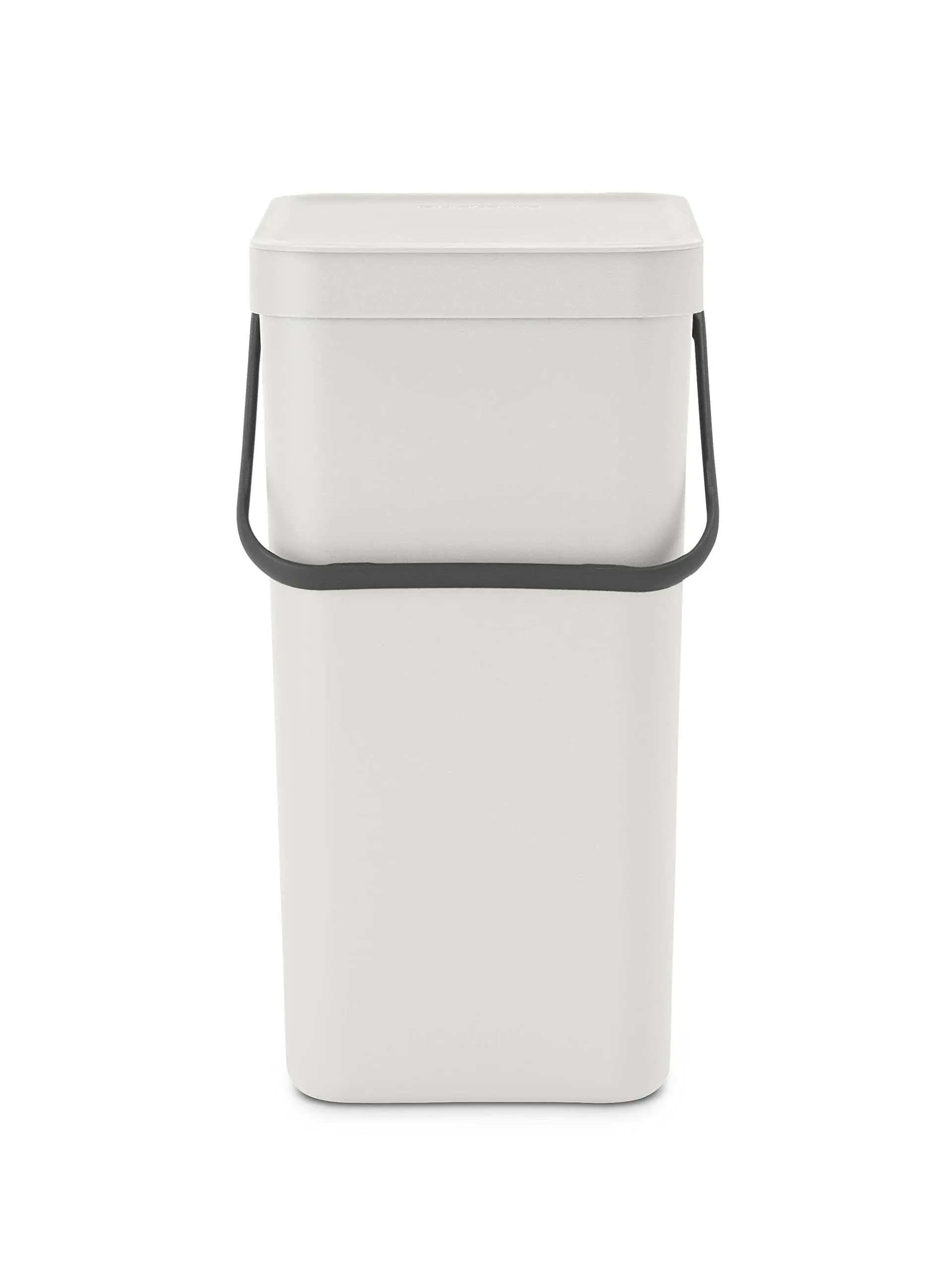 Brabantia Sort & Go Kitchen Recycling Can (4.2 Gal/Light Gray) Stackable Waste Organiser with Handle & Removable Lid, Easy Clean, Fixtures Included for Wall/Cupboard Mounting