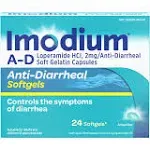 Imodium A-D Anti-Diarrheal Softgels, Loperamide Hydrochloride, 12 Ct.