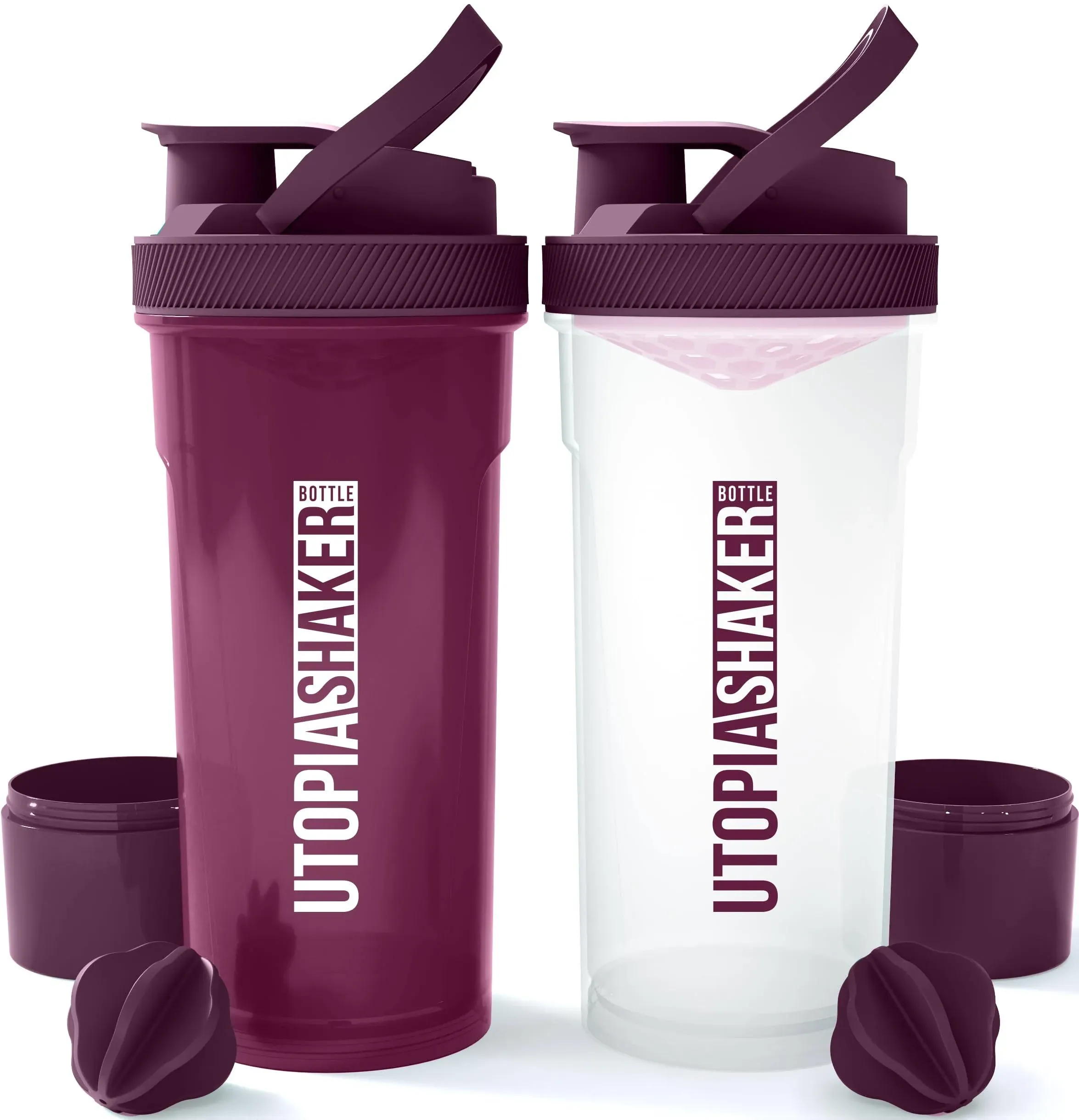 Utopia Home 2-Pack Shaker Bottle 24 Ounce Protein Shaker Bottle for Pre & Post workout drinks