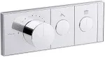 Kohler 26346-9 Anthem Two-Outlet Thermostatic Valve Control Panel with Recessed Push Buttons, Polished Chrome