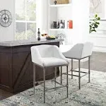 Hillsdale Dillon 39.25&#034; Metal Transitional Bar Stool in Silver/Light Gray