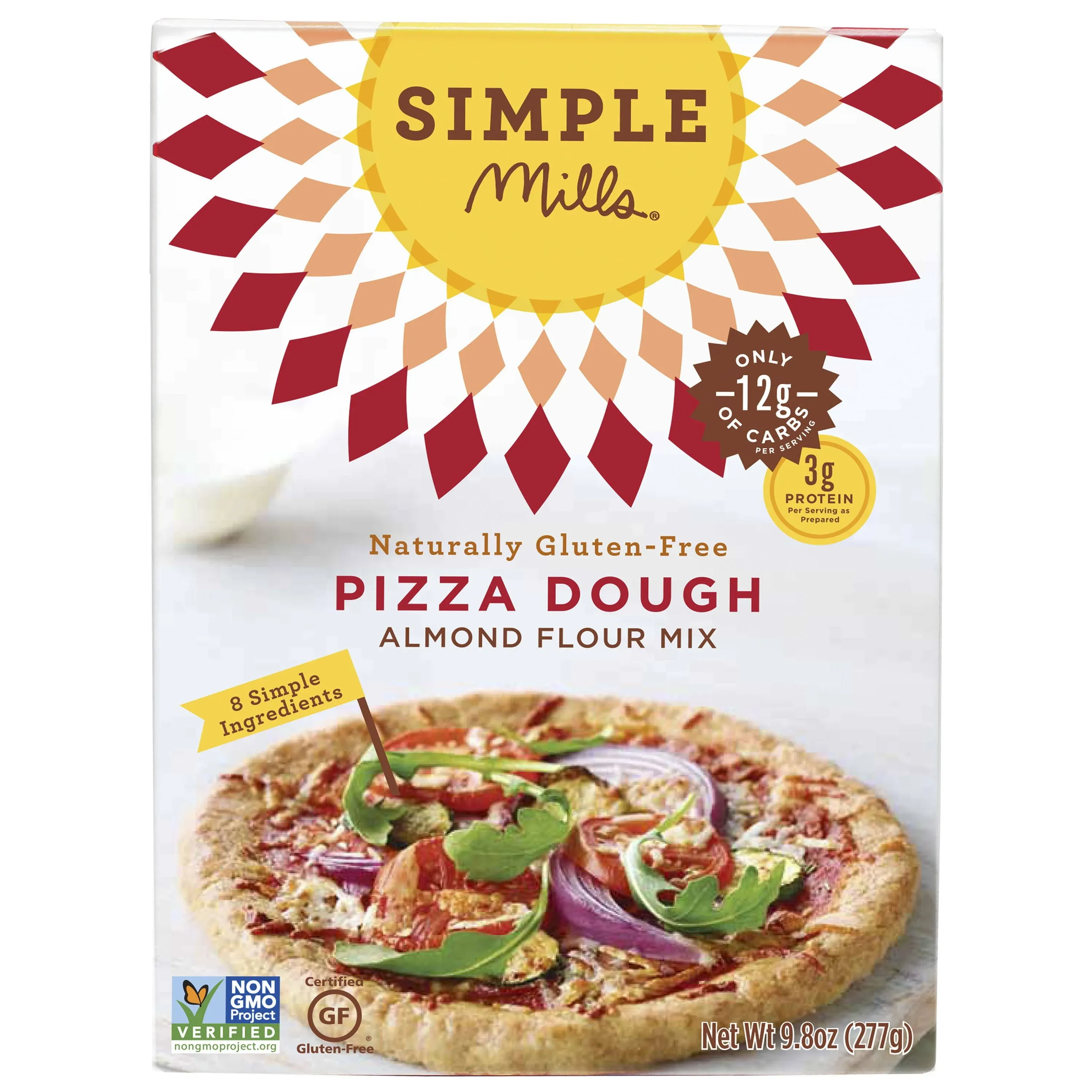 Simple Mills Almond Flour Baking Mix, Cauliflower Pizza Dough - Gluten Free, Vegan, Plant Based, 9.8 Ounce (Pack of 3)