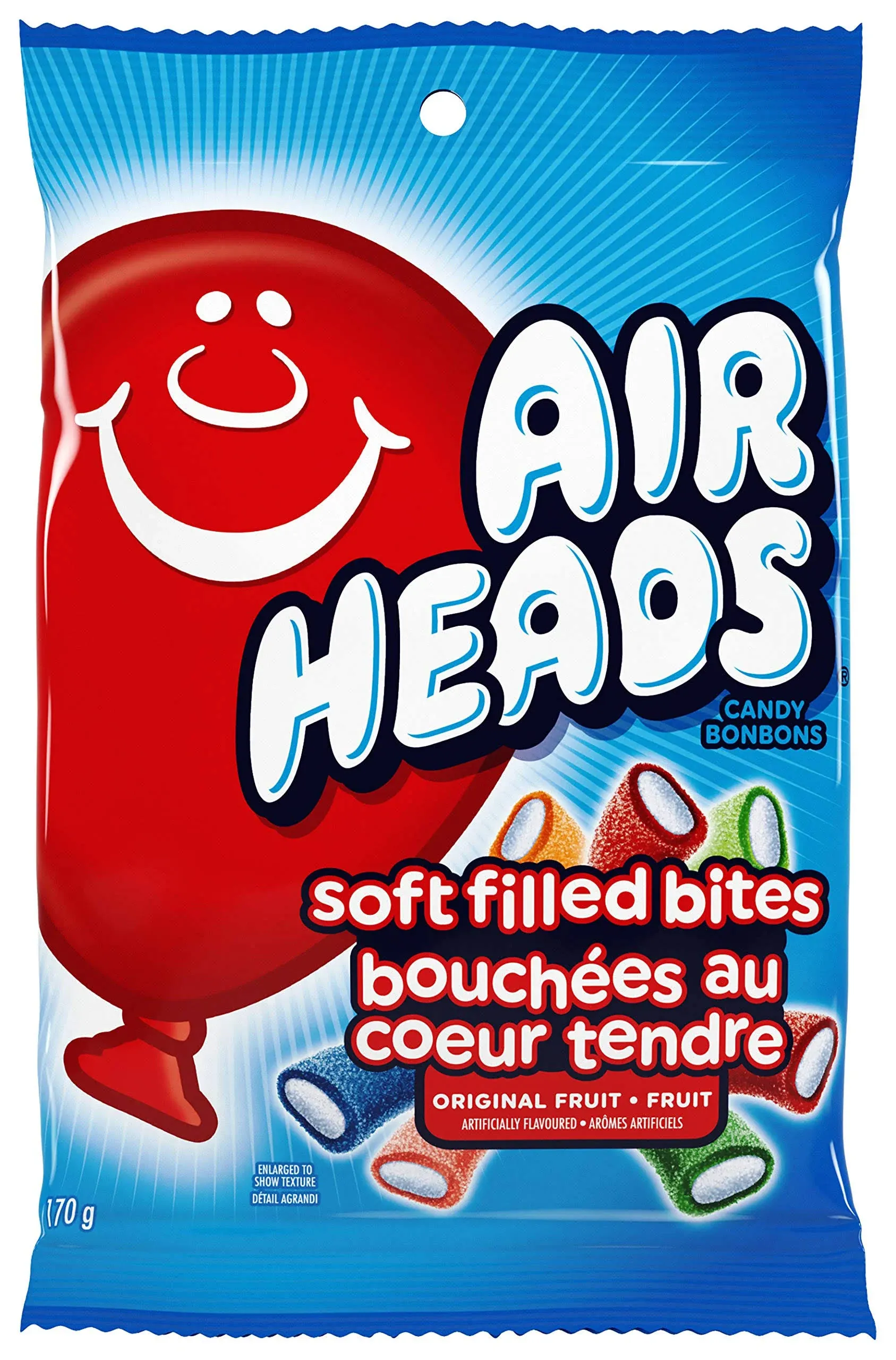 Airheads Soft Filled Bites Fruit Flavoured Chewy Candy, Assorted Flavours, 170g