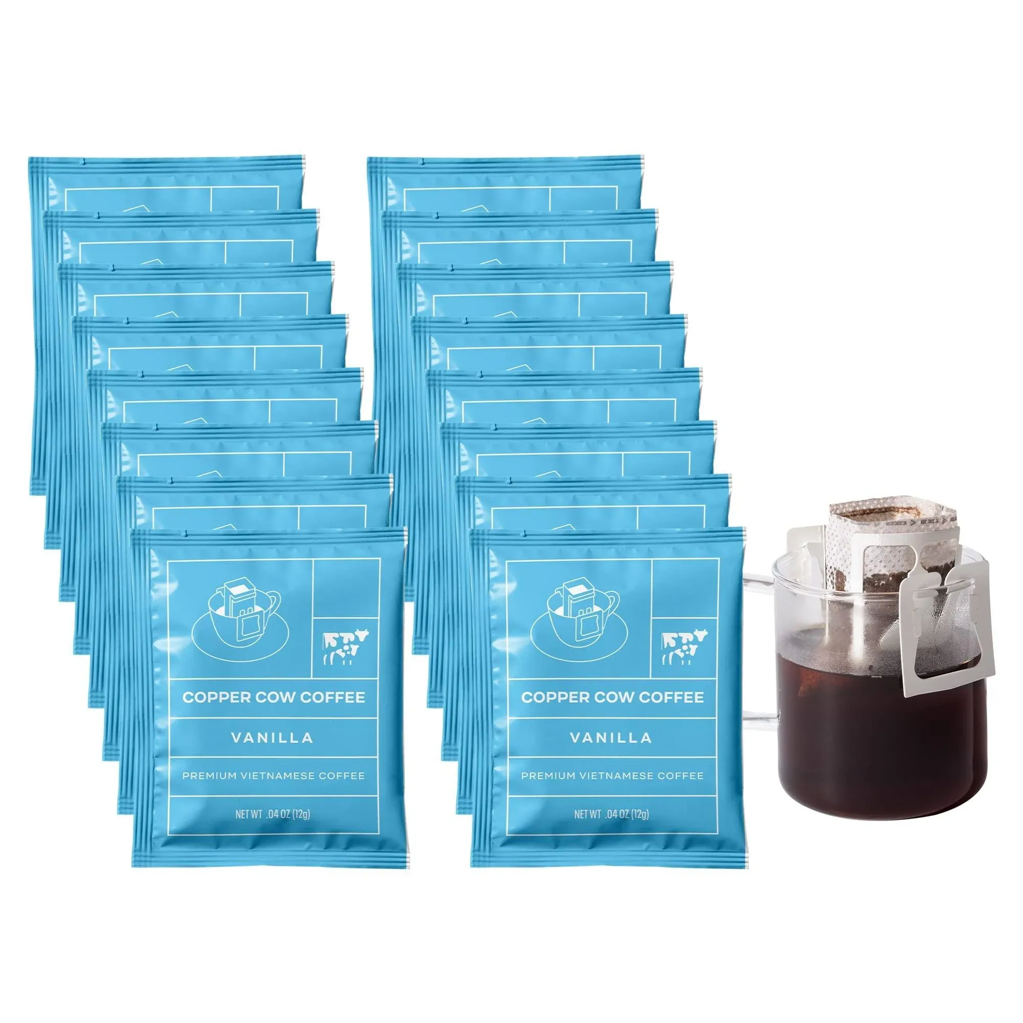 Copper Cow Coffee Premium Vietnamese Coffee Single-Serve Vanilla Coffees Includes ...