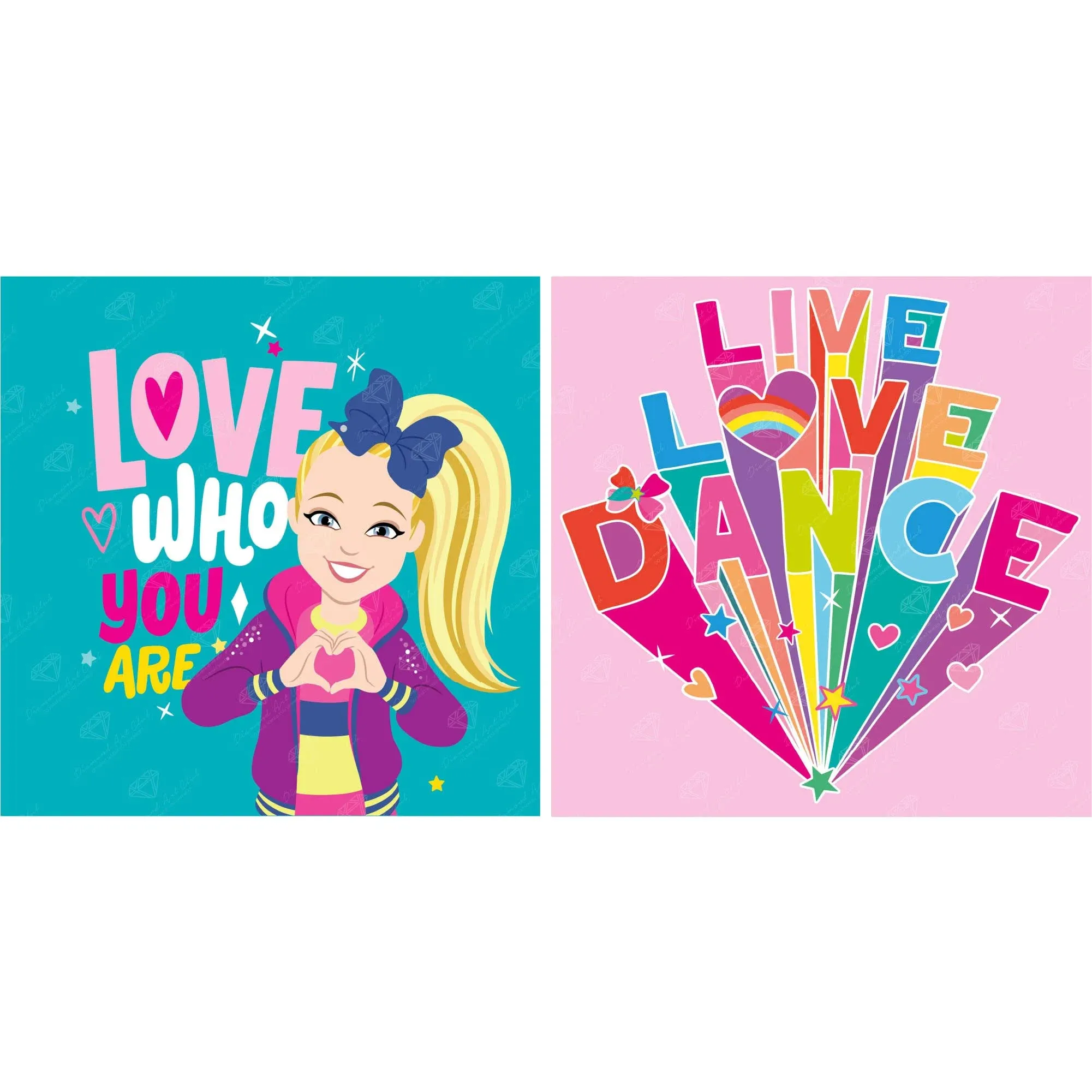 DIAMOND ART CLUB JoJo SIWA Live Love Dance and Love WHO You are Diamond Painting Kits, Multipack, 13" x 13" (33 x 33 cm)