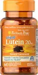 Puritan's Pride Lutein 20 mg with Zeaxanthin Herbal Supplement, yellow, 120 count, softgels