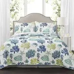 Lush Decor Coastal Reef Quilt Set, Blue, Full/Queen