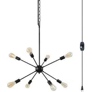 HOXIYA Modern Sputnik Chandelier 26.3" Light Fixture, Plug in Black 8-Lights ...