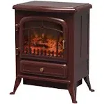 HOMCOM 16" 1500W Free Standing Electric Wood Stove Fireplace Heater (Red)