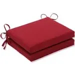 Pillow Perfect Pompeii Solid Indoor/Outdoor Patio Seat Cushions Plush Fiber Fill, Weather and Fade Resistant, Square Corner - 20" x 20", Red, 2 Count