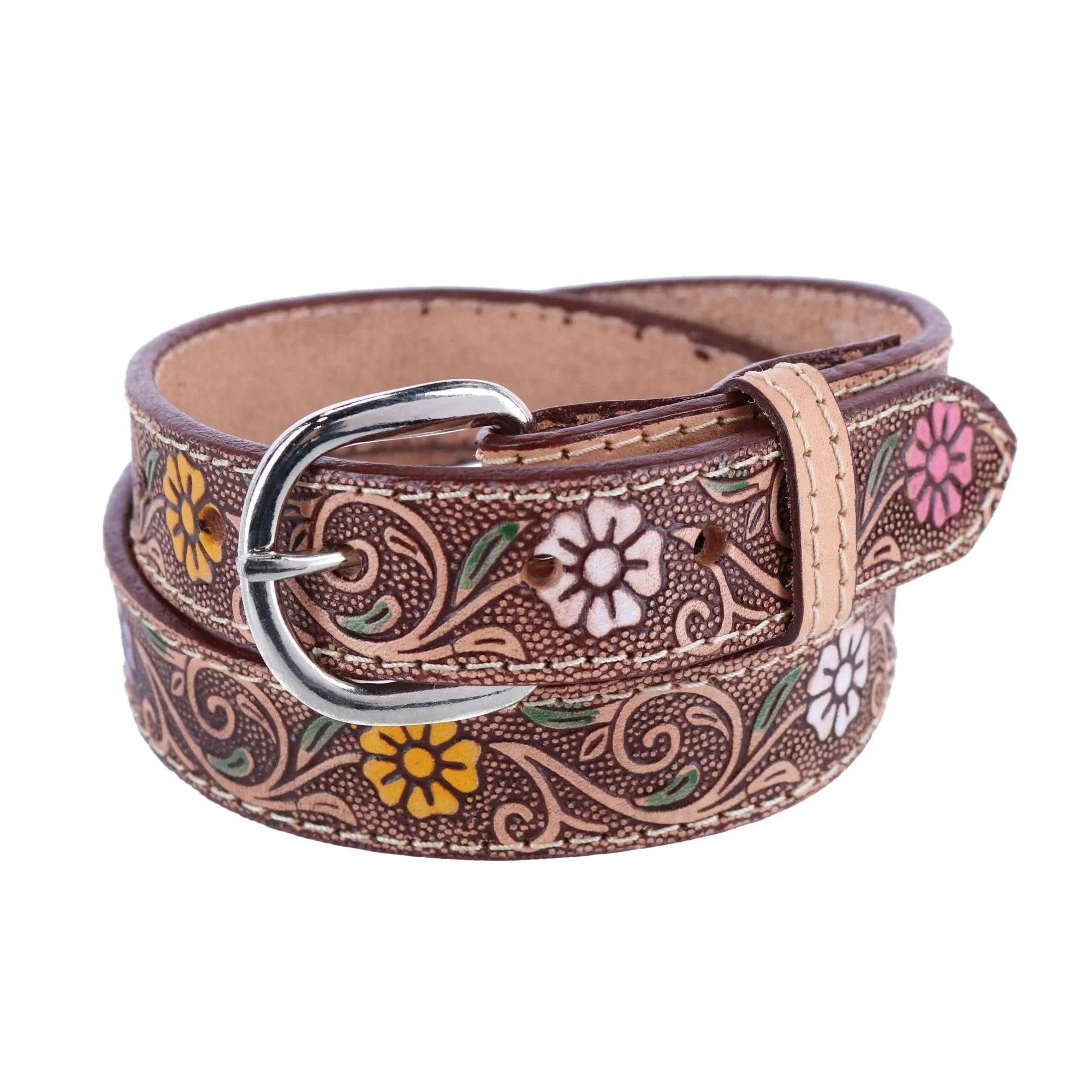 CTM Girls Floral Embossed Belt