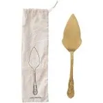 Brass Cake Server in Printed Drawstring Bag - Contemporary - Serving Utensils - by Olive Grove | Houzz