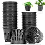 Panxxsen Net Pot, 3 Inch, Black, 50 PCS, Heavy Duty, Slotted Mesh, Hydroponic Cups, Garden Plastic, Plant Nursery, Indoor Use