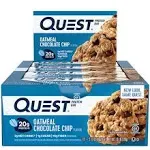 Quest Nutrition Oatmeal Chocolate Chip Protein Bar, High Protein, High Fibre, Low Sugar, Keto Friendly, 20g Protein, 1g Sugar, 12ct