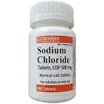 Sodium Chloride Tablets 500 mg (0.5 gram), USP Normal Salt Tablets - 200 Tablets by CitraGen Pharmaceuticals, Inc.