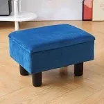 Cpintltr Velvet Footrest Stool Multifunctional Foot Stool Ottomans Storage Ottoman with Tray Upholstered Sofa Seat Step Stool Modern Accent Stool Home Decor Suitable for Living Room Bedroom Blue