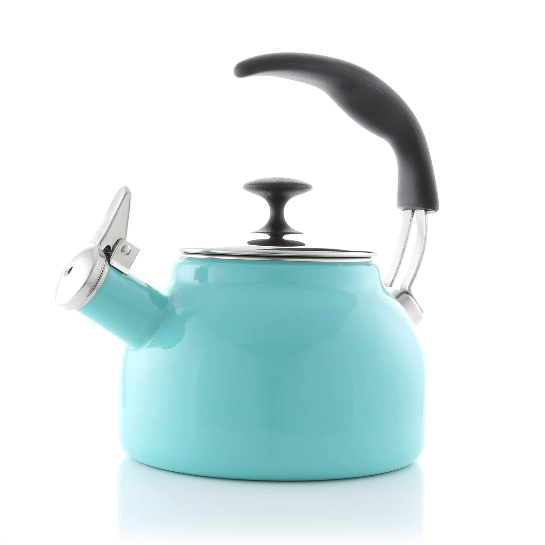 Chantal Ceylon Enamel on Steel Whistling Teakettle, 1.6 Quart, Aqua