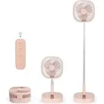 Portable Pedestal Fan - Foldaway Standing Fan Foldable Desk Fan - Pink