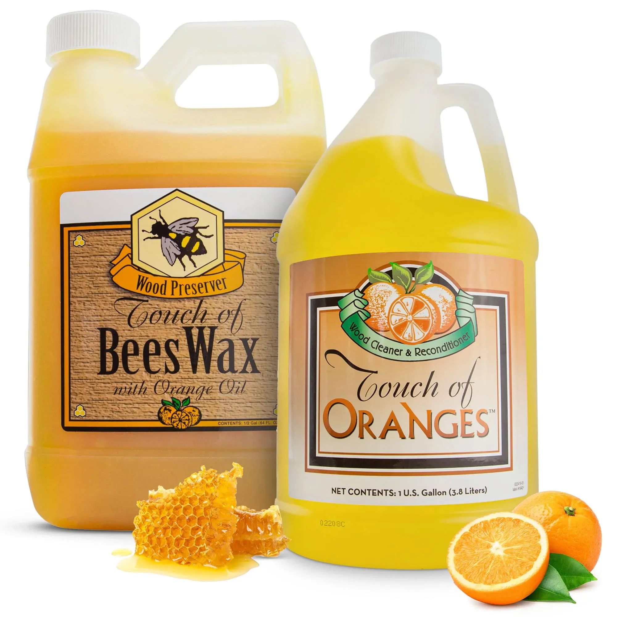 Touch Of Oranges Large Set | Furniture Polish | Wood Wax | Cleaner & Restorer For Hardwood Floor, Cabinets and Real Wood