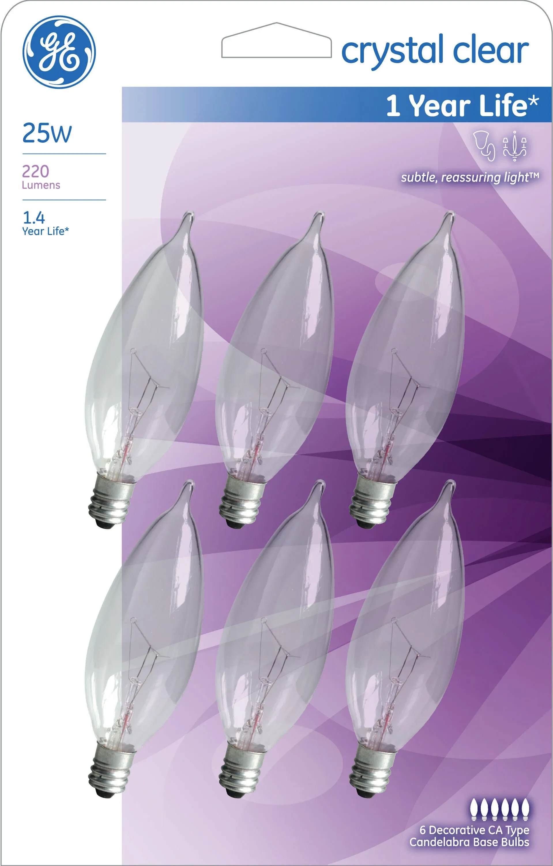 GE 6pk 25W Candle Bulb 75223