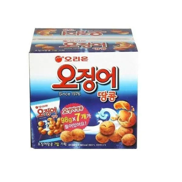 Korean Orion Peanut & Squid Ball Value Pack 1 Box (98g X 7ea) 오징어 땅콩