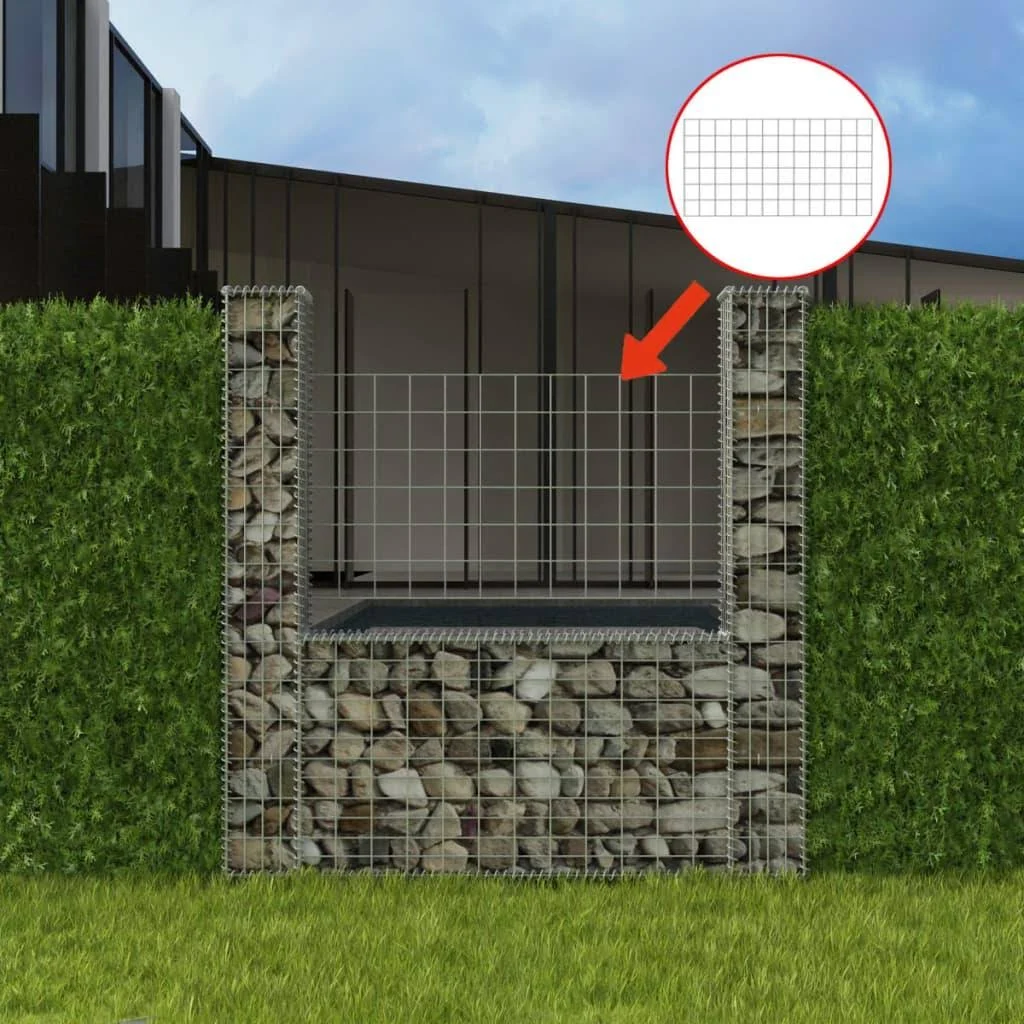 vidaXL Gabion Basket U-Shape Steel 224.4"x7.9"x39.4" Patio Wall Wire Fence