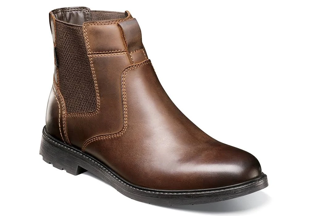 Nunn Bush Men's 1912 Plain Toe Chelsea Leather Pull on Boot with Scotchguard Defender