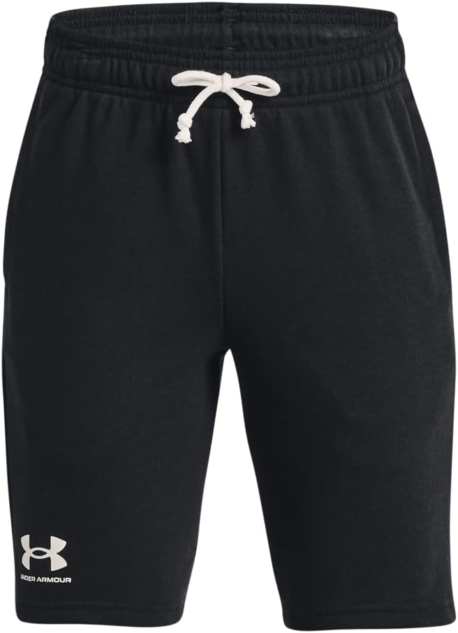 Under Armour Boys' Rival Terry Shorts - Black & White - XL Each