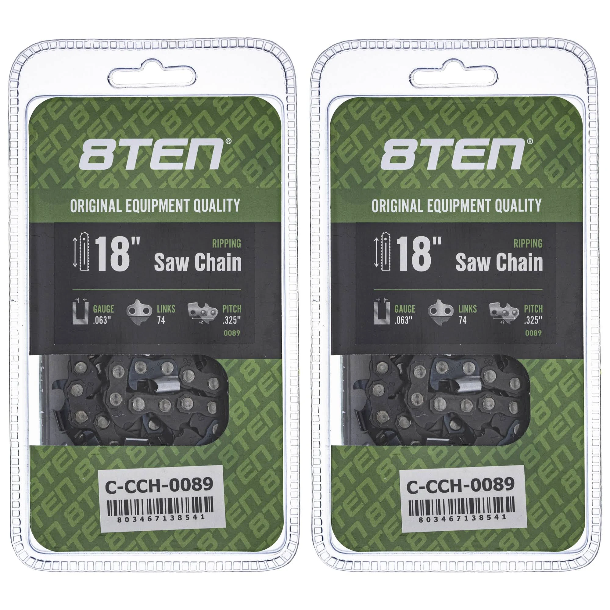 8TEN Ripping Chainsaw Chain 18 Inch .063 .325 74DL For Stihl MS260 MS390 MS360 MS310 (2 Pack)