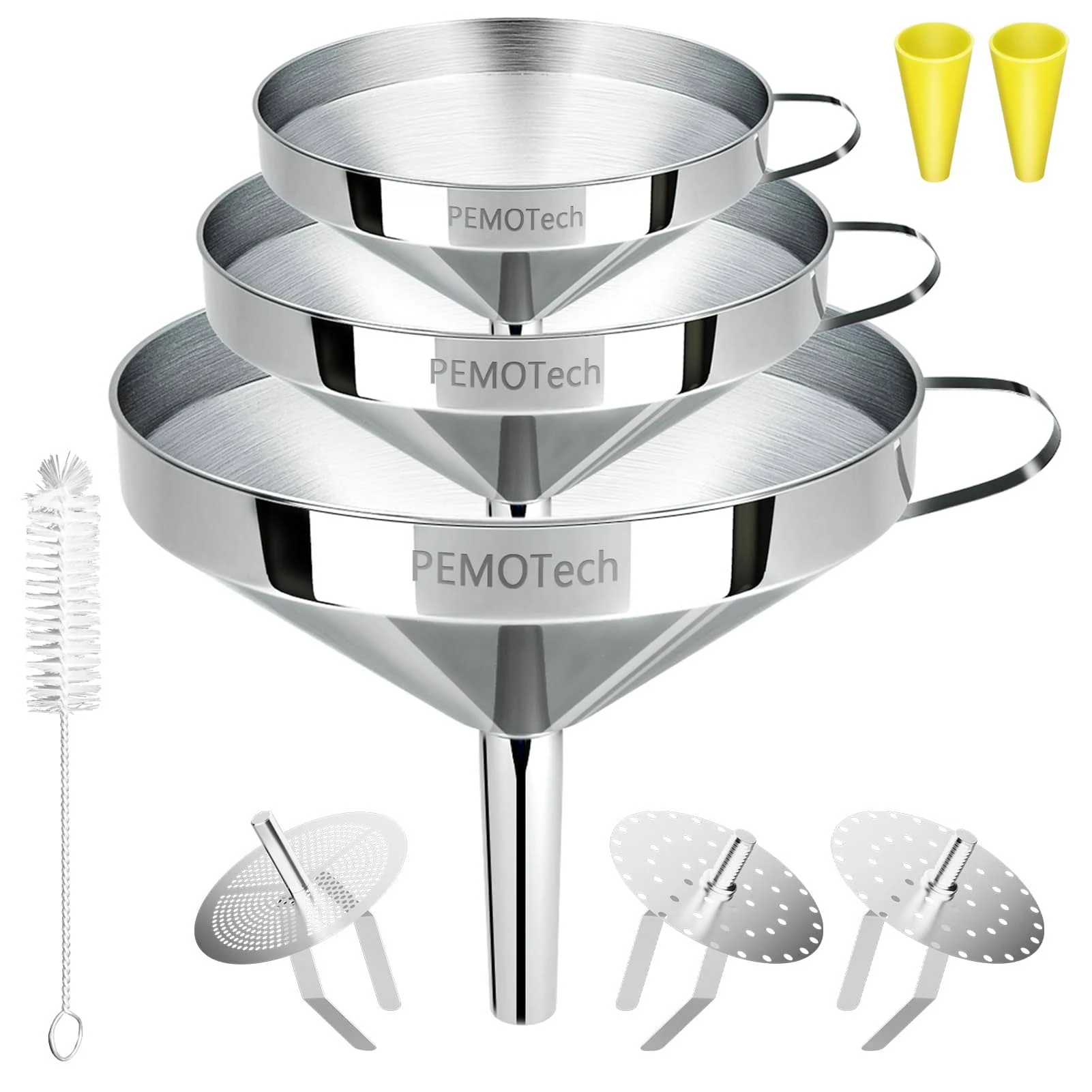 Funnels 6 in 1PEMOTech Large Stainless Steel Funnel Set 3 Pack 4.1Inch/ 5.0 I