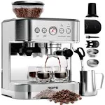 Espresso Machine with Grinder Espresso Maker Stainless Steel with Milk Frother Cappuccino Machine Semi Automatic Espresso Machine