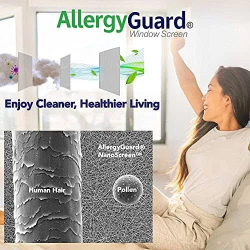 Genuine AllergyGuard® Window Screen – A Do-It-Yourself at Home Kit - Blocks Pollen, Allergens, and More