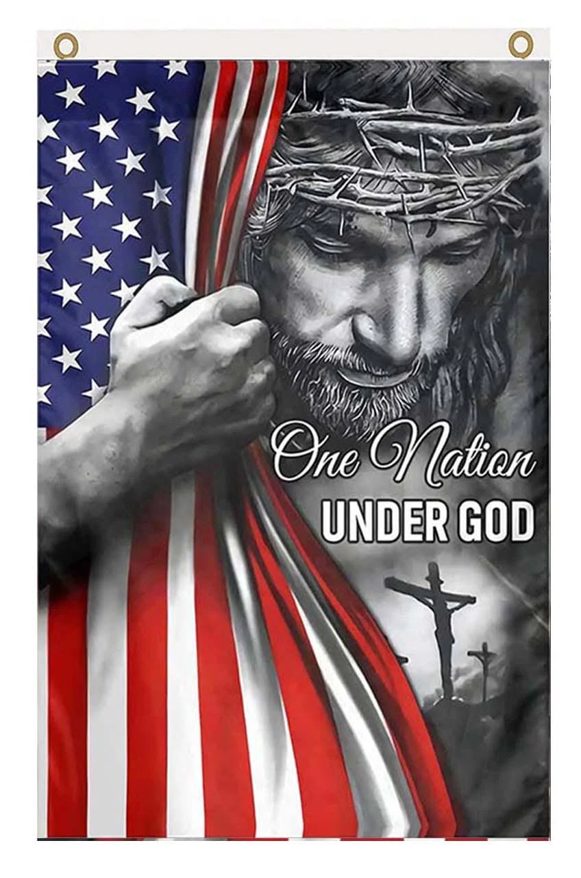 One Nation Under God Flag Christian - Jesus - USA 3x5 ft Double Side Flags House Garden Yard Decor