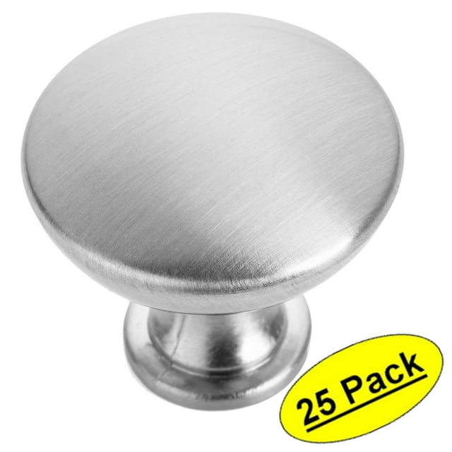 Cosmas 5305SN Satin Nickel Traditional Round Solid Cabinet Hardware Knob - 1-1/4" Diameter - 25 Pack