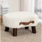 Small Curved Foot Stool With Handle Beige Velvet Footstool And Ottomans Modern F