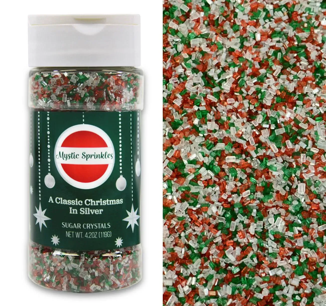 Mystic Sprinkles Christmas Holiday Sugar Crystal Mixes (A Classic Christmas In Silver 4.2oz)