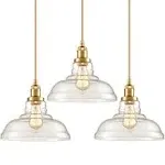 3 Pack Industrial Glass Barn Shape Pendant Lights