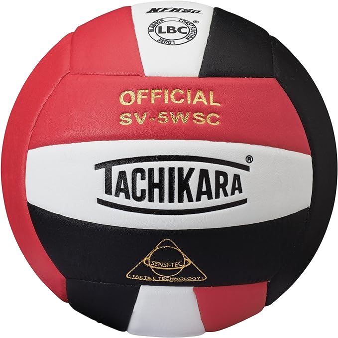 Tachikara SV-5WSC Indoor Volleyball, Red/White/Black