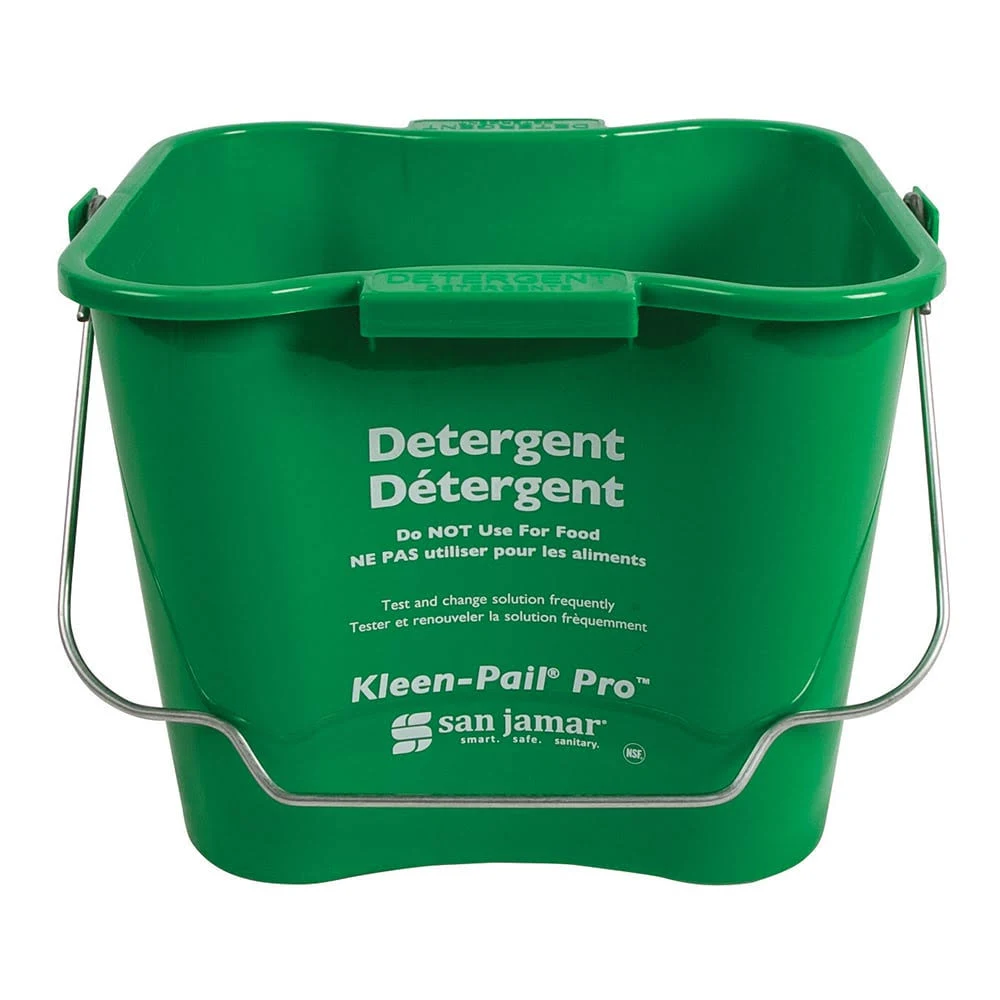 San Jamar Kleen-Pail Pro Detergent Pail Cleaning Bucket with Bail Handle for Cleaning, Kitchens, Restaurants, And Janitorial Use, Plastic, 8 Quarts, Green, (Pack of 12)