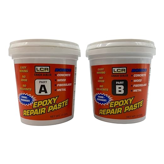 LCR Epoxy Crack Sealer & Repair Paste - High Strength 2 Component System for Concrete, Wood, Fiberglass, Metal, Plastic, Glass & More