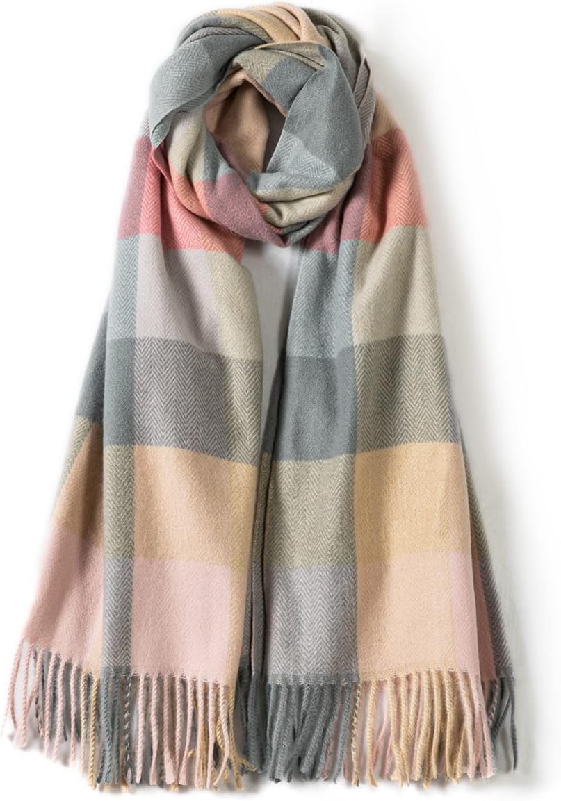 Villand Women's Wool Scarf - Cashmere Feel Winter Warm Checked Scarves for Women ...