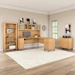 Bush Furniture Somerset 72" L-Shaped Desk with Hutch and 5-Shelf Bookcase, White ...