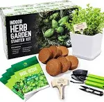 REALPELATED Indoor Herb Garden Kit 10 Non-GMO Herbs- Window Herb Garden Kit with 10 Reusable Pots, Herbs, Drip Trays, Soil Discs - Window Plant Growing Kit - Kitchen Herb Garden Kit Herb Garden Gift