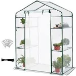 Quictent 56x29x77 in Portable Walk-in Greenhouse Mesh Door 3 Tiers 4 Shelves, Garden Plant Green House for Indoor Outdoor , 8 Stakes 4 Ropes, Clear