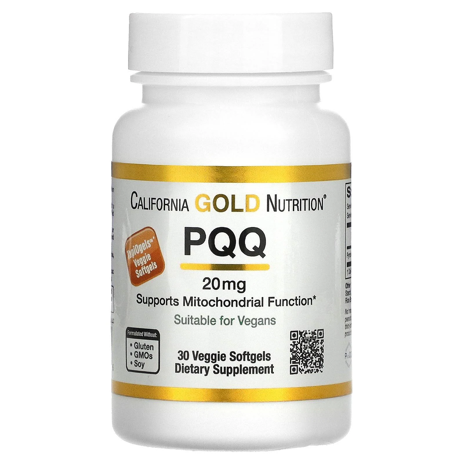 California Gold Nutrition PQQ, 20 mg, 90 Veggie Softgels